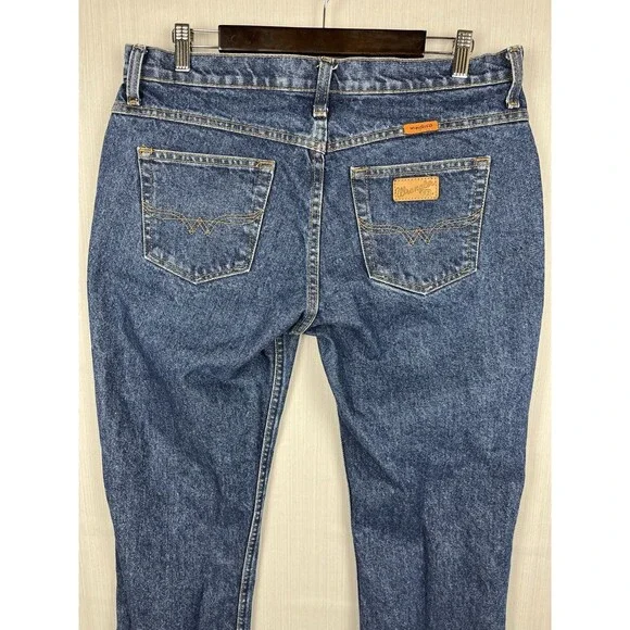 Wrangler FR Jeans Womens 11x34 Workwear Western Mid Wash Cotton Denim Cowgirl - Picture 5 of 13